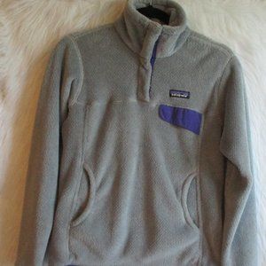 Patagonia Polartec Thermal Pro Size S Fleece Gray Purple Synchilla Snap Pocket